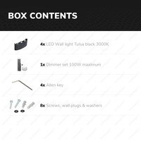 Satz von 4 dimmbare LED Wandleuchte Tulsa Schwarz 6 Watt - 3000K - doppelseitige Beleuchtung - IP54 - Inkl. Dimmer mit Fernbedienung
