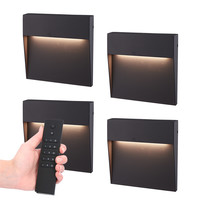 Satz von 4 dimmbare LED-Wandleuchte Logan Anthrazit 6 Watt - 3000K - IP54 - Inkl. Dimmer mit Fernbedienung