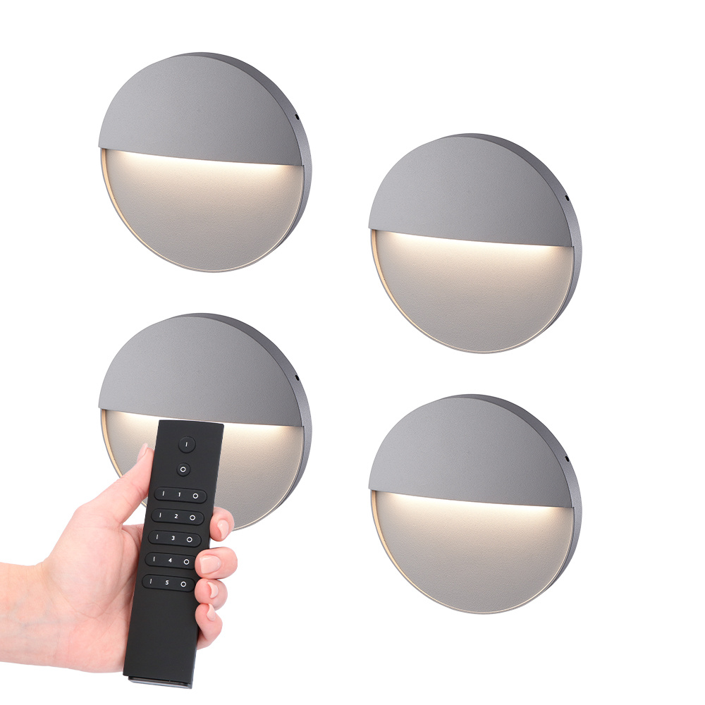 HOFTRONIC™ Set van 4 dimbare LED Wandlamp Gary grijs 6 Watt 3000K IP54 Incl. dimmer met afstandsbediening