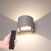 Set van 4 dimbare LED Wandlamp Denver grijs 6 Watt - 3000K - Up & Down light - IP54 - Incl. dimmer met afstandsbediening