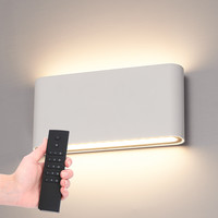 Set van 2 dimbare LED Wandlamp Dallas M wit 12 Watt - 3000K - Up & Down light - IP54 - Incl. dimmer met afstandsbediening