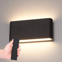 Set van 2 dimbare LED Wandlamp Dallas M zwart 12 Watt - 3000K - Up & Down light - IP54 - Incl. dimmer met afstandsbediening
