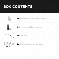 Satz von 2 dimmbare LED Wandleuchte Dallas S Grau 6 Watt - 3000K - doppelseitige Beleuchtung - IP54 - Inkl. Dimmer mit Fernbedienung