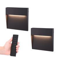 Satz von 2 dimmbare LED-Wandleuchte Logan Anthrazit 6 Watt - 3000K - IP54 - Inkl. Dimmer mit Fernbedienung