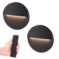 Set of 2 dimmable LED wall light Gary Anthracite 6 Watt - 3000K - IP54 - Incl. dimmer with remote control