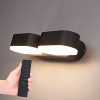 Set van 2 dimbare LED Wandlamp Dayton dubbel zwart 12 Watt - 3000K - Up & Down light - kantelbaar - IP54 - Incl. dimmer met afstandsbediening