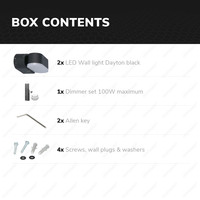 Set van 2 dimbare LED Wandlamp Dayton zwart 6 Watt - 3000K - Up & Down light - kantelbaar - IP54 - Incl. dimmer met afstandsbediening