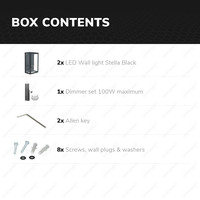 Satz von 2 dimmbare LED-Außenwandleuchte Stella - Schwarz - IP44 - Inkl. Dimmer mit Fernbedienung und 2 dimmbare E27 Lampen