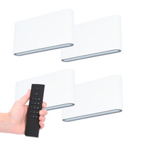 Set van 4 dimbare LED Wandlamp Dallas M wit 12 Watt - 3000K - Up & Down light - IP54 - Incl. dimmer met afstandsbediening