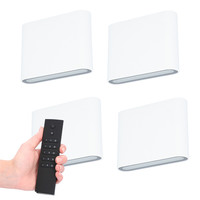 Satz von 4 dimmbare LED Wandleuchte Dallas S Weiß 6 Watt - 3000K - doppelseitige Beleuchtung - IP54 - Inkl. Dimmer mit Fernbedienung