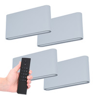 Satz von 4 dimmbare LED Wandleuchte Dallas M Grau 12 Watt - 3000K - doppelseitige Beleuchtung - IP54 - Inkl. Dimmer mit Fernbedienung