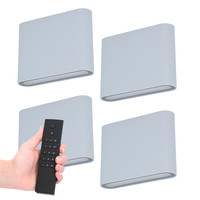 Set van 4 dimbare LED Wandlamp Dallas S grijs 6 Watt - 3000K - Up & Down light - IP54 - Incl. dimmer met afstandsbediening