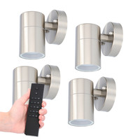 Set van 4 dimbare LED Wandlamp Mason 2700K - RVS - IP44 - GU10 - Incl. dimmer met afstandsbediening