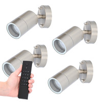 Set van 4 dimbare LED Wandlamp Lago 2700K - RVS - IP44 - GU10 - Incl. dimmer met afstandsbediening