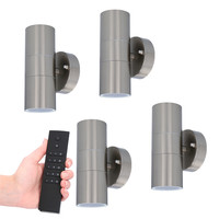 Set of 4 dimmable LED Wall light Jasmin 2700K - GU10 - Up & Down light - IP44 - Incl. dimmer with remote control