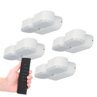 Set van 4 dimbare LED Wandlamp Dayton dubbel wit 12 Watt - 3000K - Up & Down light - kantelbaar - IP54 - Incl. dimmer met afstandsbediening