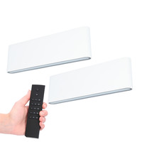 Set van 2 dimbare LED Wandlamp Dallas XL wit 24 Watt - 3000K - Up & Down light - IP54 - Incl. dimmer met afstandsbediening