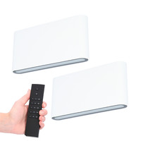 Set van 2 dimbare LED Wandlamp Dallas M wit 12 Watt - 3000K - Up & Down light - IP54 - Incl. dimmer met afstandsbediening
