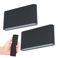 Set van 2 dimbare LED Wandlamp Dallas M zwart 12 Watt - 3000K - Up & Down light - IP54 - Incl. dimmer met afstandsbediening