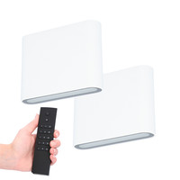Set of 2 dimmable LED Wall light Dallas S white 6 Watt - 3000K - Up & Down light - IP54 - Incl. dimmer with remote control