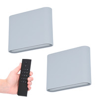 Set of 2 dimmable LED Wall light Dallas S grey 6 Watt - 3000K - Up & Down light - IP54 - Incl. dimmer with remote control