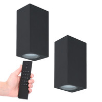 Set of 2 dimmable LED wall light Selma Black - 2700K - GU10 - Up & Down light - IP65 - Incl. dimmer with remote control