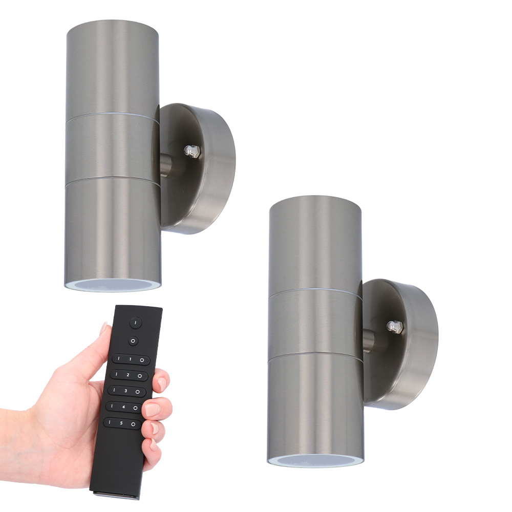 HOFTRONIC™ Set van 2 dimbare LED Wandlamp Jasmin 2700K - GU10 - Up & Down light - IP65 - Incl. dimmer met afstandsbediening