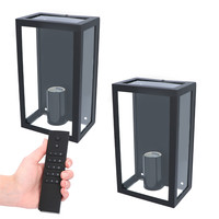 Satz von 2 dimmbare LED-Außenwandleuchte Stella - Schwarz - IP44 - Inkl. Dimmer mit Fernbedienung und 2 dimmbare E27 Lampen