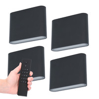 Set van 4 dimbare LED Wandlamp Dallas S zwart 6 Watt - 3000K - Up & Down light - IP54 - Incl. dimmer met afstandsbediening