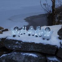 Verlicht kerstfiguur voor buiten - 5 pinguïns - 40 LEDs - 12.5 cm hoog - Neutraal wit - Dimbaar - Kerstverlichting