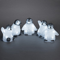 Weihnachtsfigur Außenbereich - 5 Pinguine - 40 LEDs - 12.5 cm hoch - Neutral weiß - Dimmbar - Weinachtsbeleuchtung