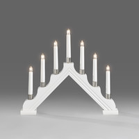 Houten Kerstkandelaar voor binnen - 7 kaarsen - 2700K warm wit - Wit Hout - 34 x 39 cm - kerstverlichting - IP20