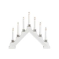 Houten Kerstkandelaar voor binnen - 7 kaarsen - 2700K warm wit - Wit Hout - 34 x 39 cm - kerstverlichting - IP20