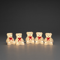 Kerstfiguur voor buiten - 5 beertjes - 40 LEDs - Warm wit - Dimbaar - 12 cm hoog - Kerstverlichting