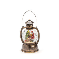 Indoor snow lantern - Santa by the Christmas tree - Warm white - 20 cm - Water lantern - Battery-powered lighting - Timer - Christmas lights
