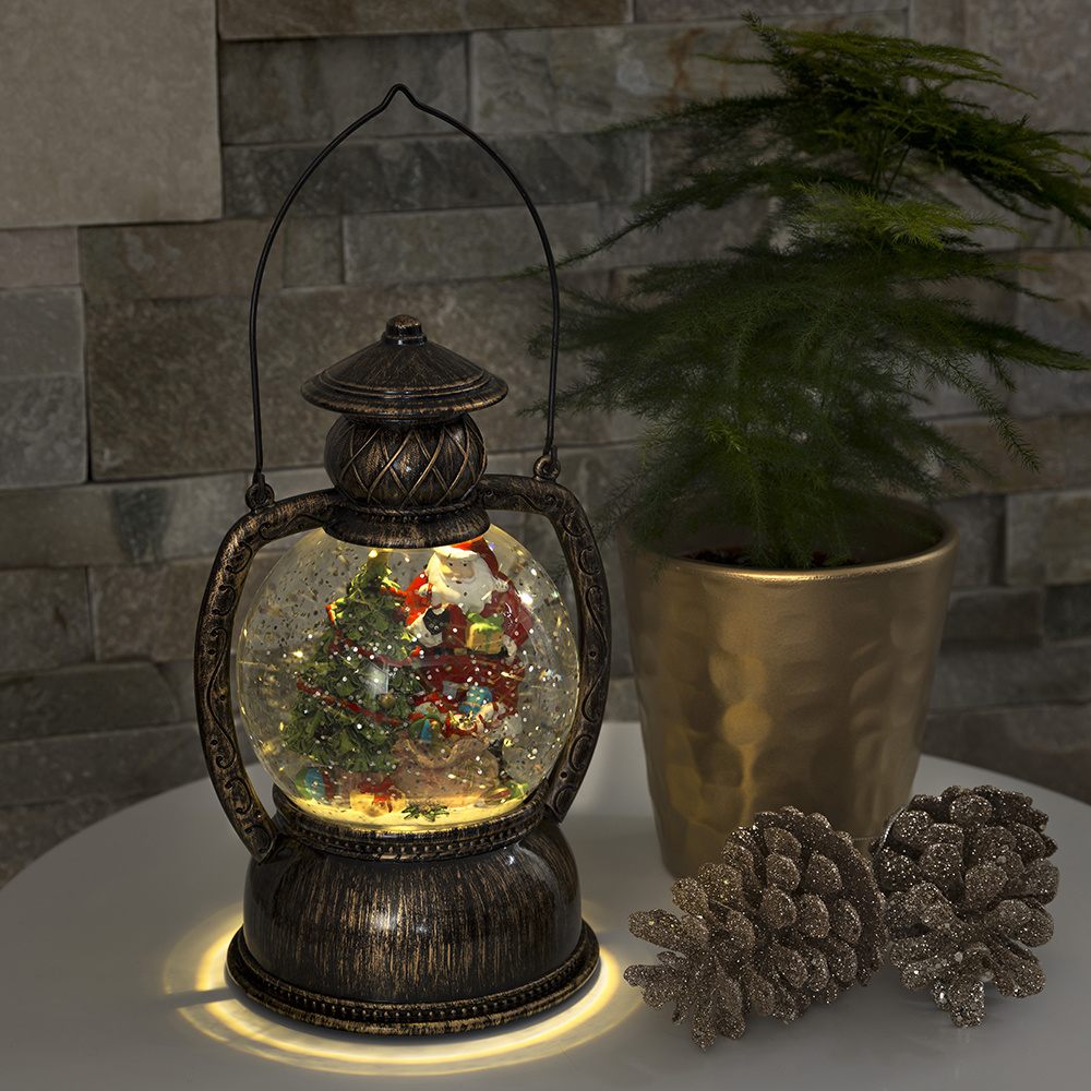 Konstsmide 3497 - Kerstdecoratie - 1 lamps LED sneeuwlantaarn kerstman watergevuld - op batterij - voor binnen - warmwit