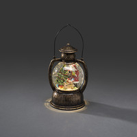 Indoor snow lantern - Santa by the Christmas tree - Warm white - 20 cm - Water lantern - Battery-powered lighting - Timer - Christmas lights