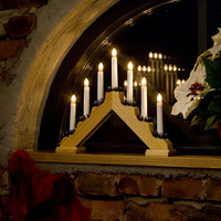 Christmas candlestick for indoor use - 7 candles - Wood - 30 x 38 cm