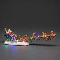 Weihnachtsfigur für drinnen - Weihnachtsmann im Schlitten - 14 x 36 cm