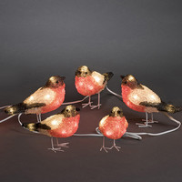 Outdoor Christmas figure - 5 bullfinches- 40 LEDs - Neutral white - Dimmable - 12 cm high - Christmas lights
