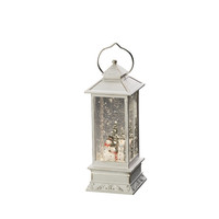 Schneelaterne für Innenbereich - Klassischer Stil - Schneemann - Warmweiß - 10.5 x 27.5 cm - Wasserlaterne - Batteriebetriebene Beleuchtung - Zeitschaltuhr - Weinachtsbeleuchtung