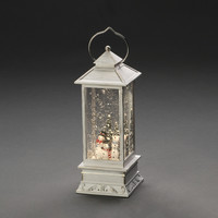 Schneelaterne für Innenbereich - Klassischer Stil - Schneemann - Warmweiß - 10.5 x 27.5 cm - Wasserlaterne - Batteriebetriebene Beleuchtung - Zeitschaltuhr - Weinachtsbeleuchtung