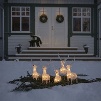 Verlicht kerstfiguur voor buiten - 5 rendieren - 40 LEDs - Warm wit - Dimbaar - 19 cm hoog - Kerstverlichting