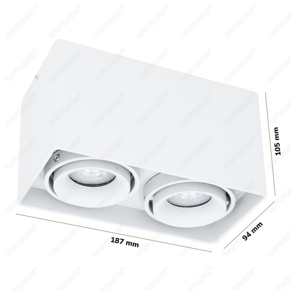 Dimbare LED Opbouwspot/plafondspot plafond Esto Wit 2 lichts/dubbel kantelbaar incl. 2x GU10 spot 5W 6000K