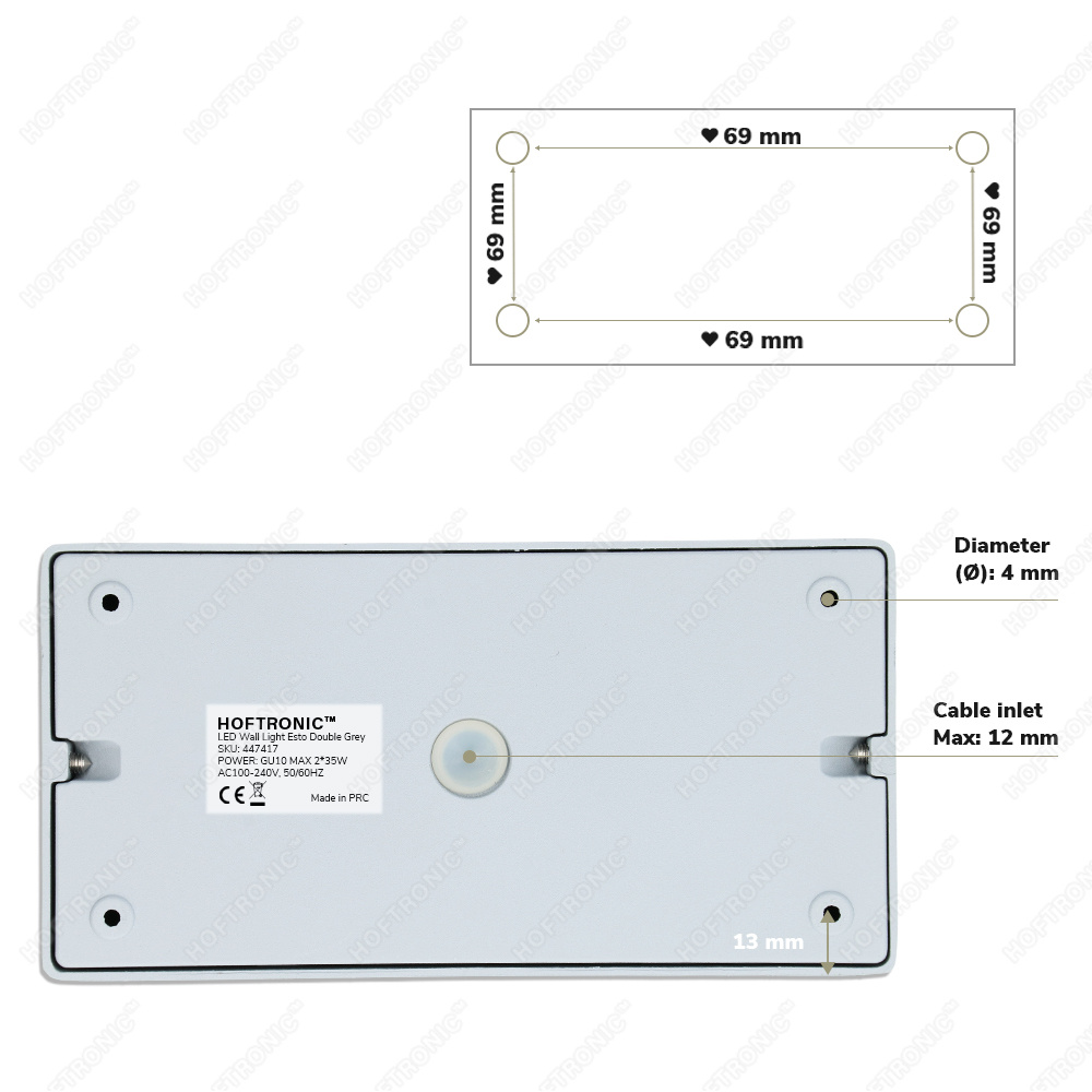Dimbare LED Opbouwspot/plafondspot plafond Esto Grijs 2 lichts/dubbel kantelbaar incl. 2x GU10 spot 5W 6000K