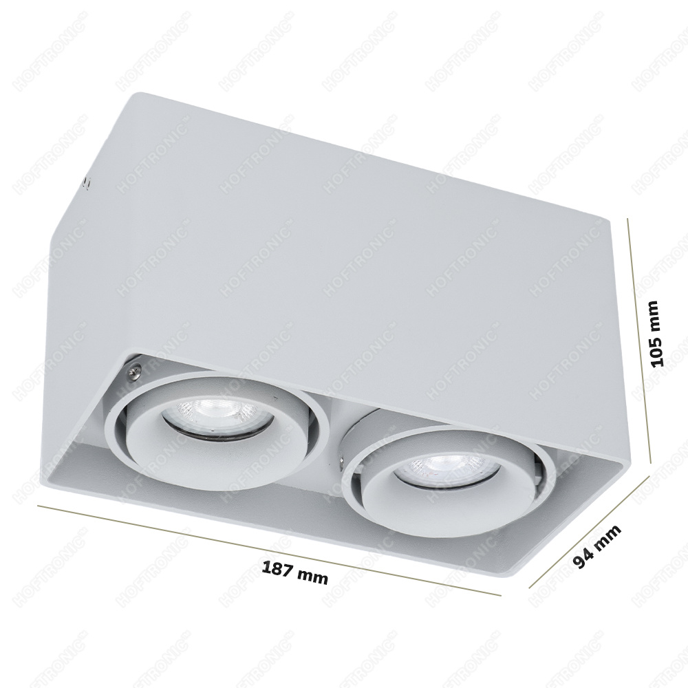 Dimbare LED Opbouwspot/plafondspot plafond Esto Grijs 2 lichts/dubbel kantelbaar incl. 2x GU10 spot 5W 6000K