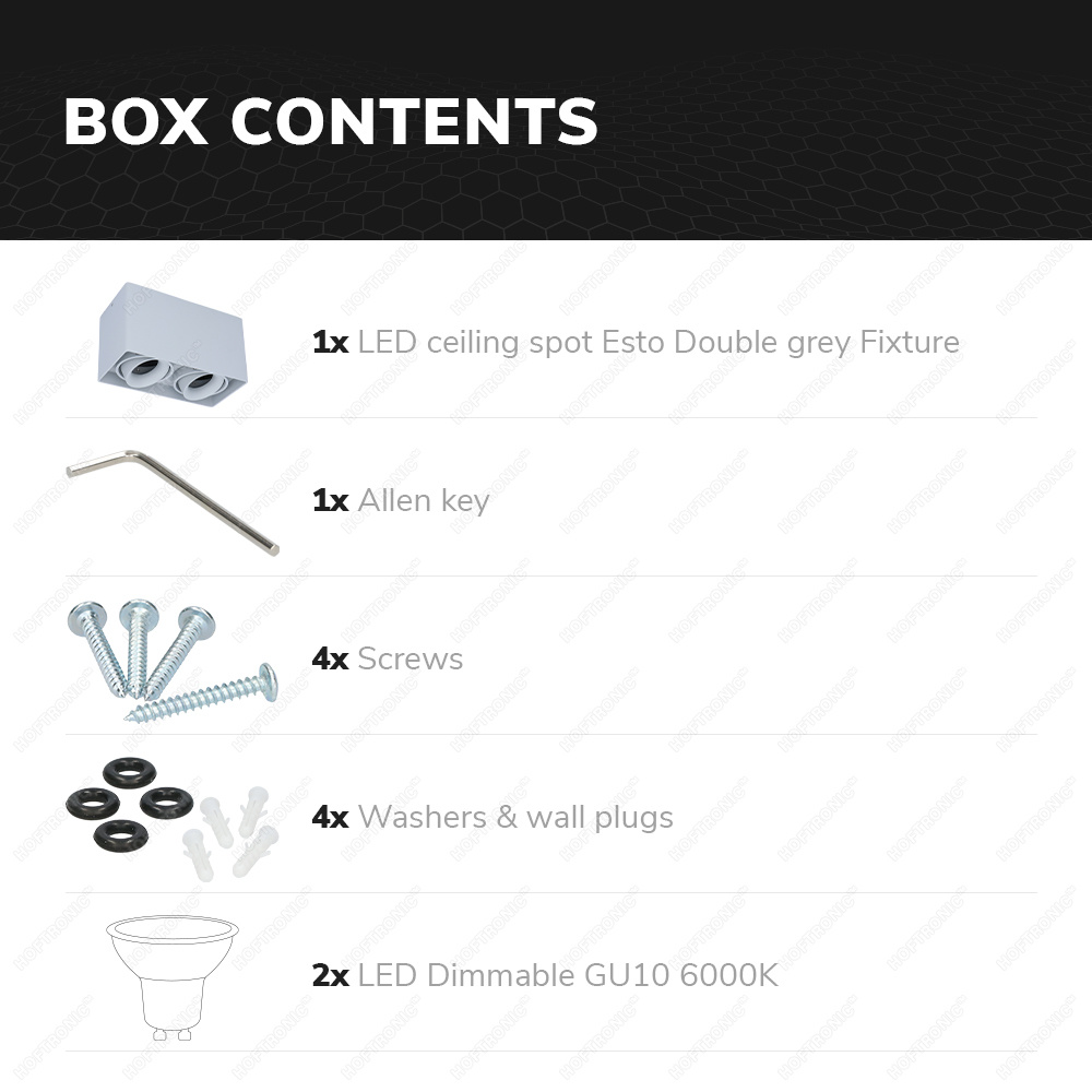 Dimbare LED Opbouwspot/plafondspot plafond Esto Grijs 2 lichts/dubbel kantelbaar incl. 2x GU10 spot 5W 6000K