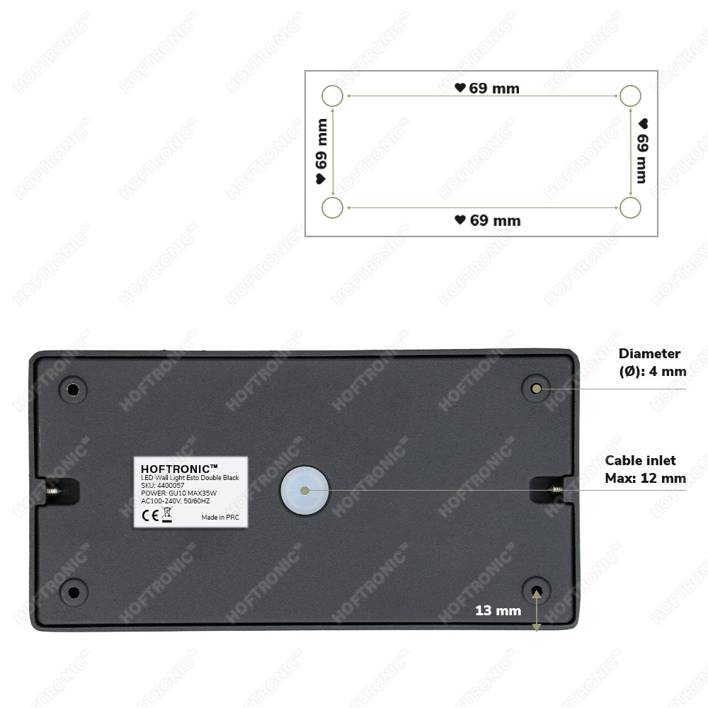 Dimbare LED Opbouwspot/plafondspot plafond Esto Zwart 2 lichts/dubbel kantelbaar incl. 2x GU10 spot 5W 6000K