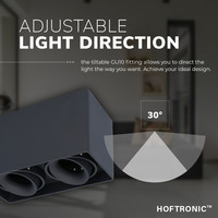 Dimmable LED surface mounted ceiling spotlight Esto 2 light GU10 Black IP20 tiltable