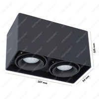 Dimmable LED surface mounted ceiling spotlight Esto 2 light GU10 Black IP20 tiltable